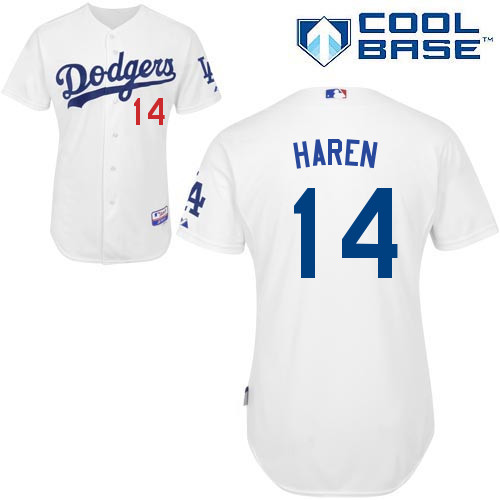 Dan Haren #14 MLB Jersey-L A Dodgers Men's Authentic Home White Cool Base Baseball Jersey